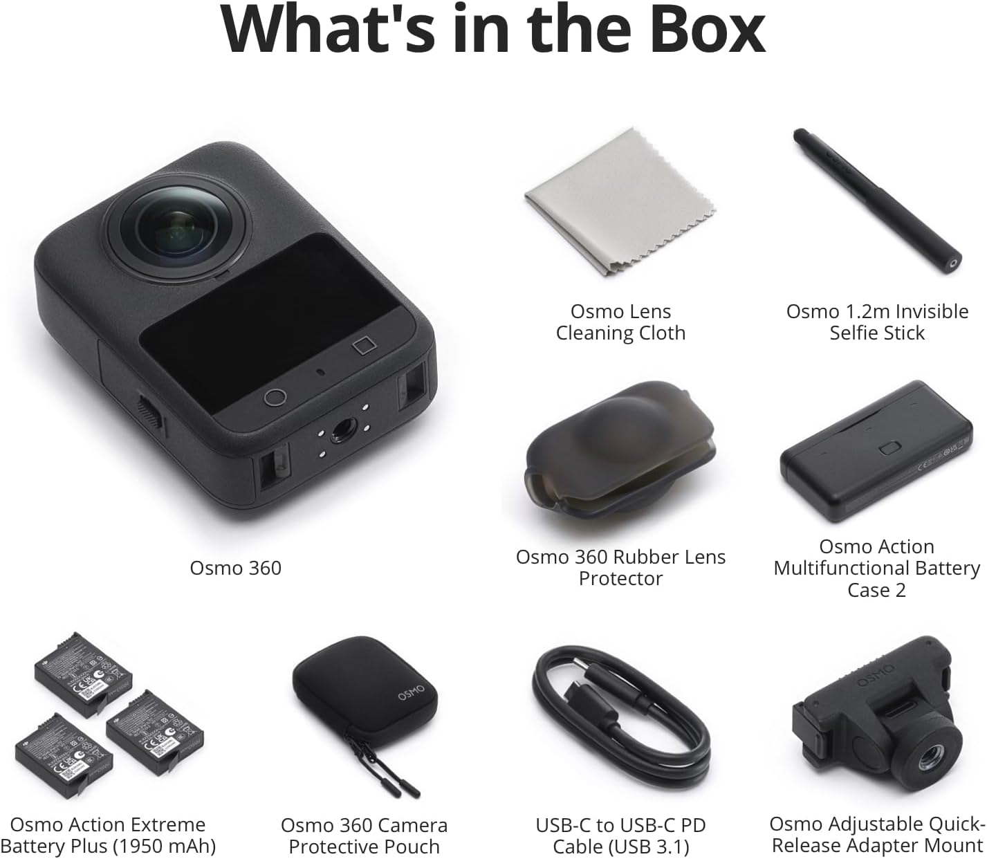 DJI Osmo 360 Adventure Combo, kamera 360 z obrazem 360°, wydłużona żywotność baterii z 3 bateriami, natywne wideo 8K 360°, wideo 4K/120 kl./s i 170°, kamera sportowa do uprawiania sportu, vlog