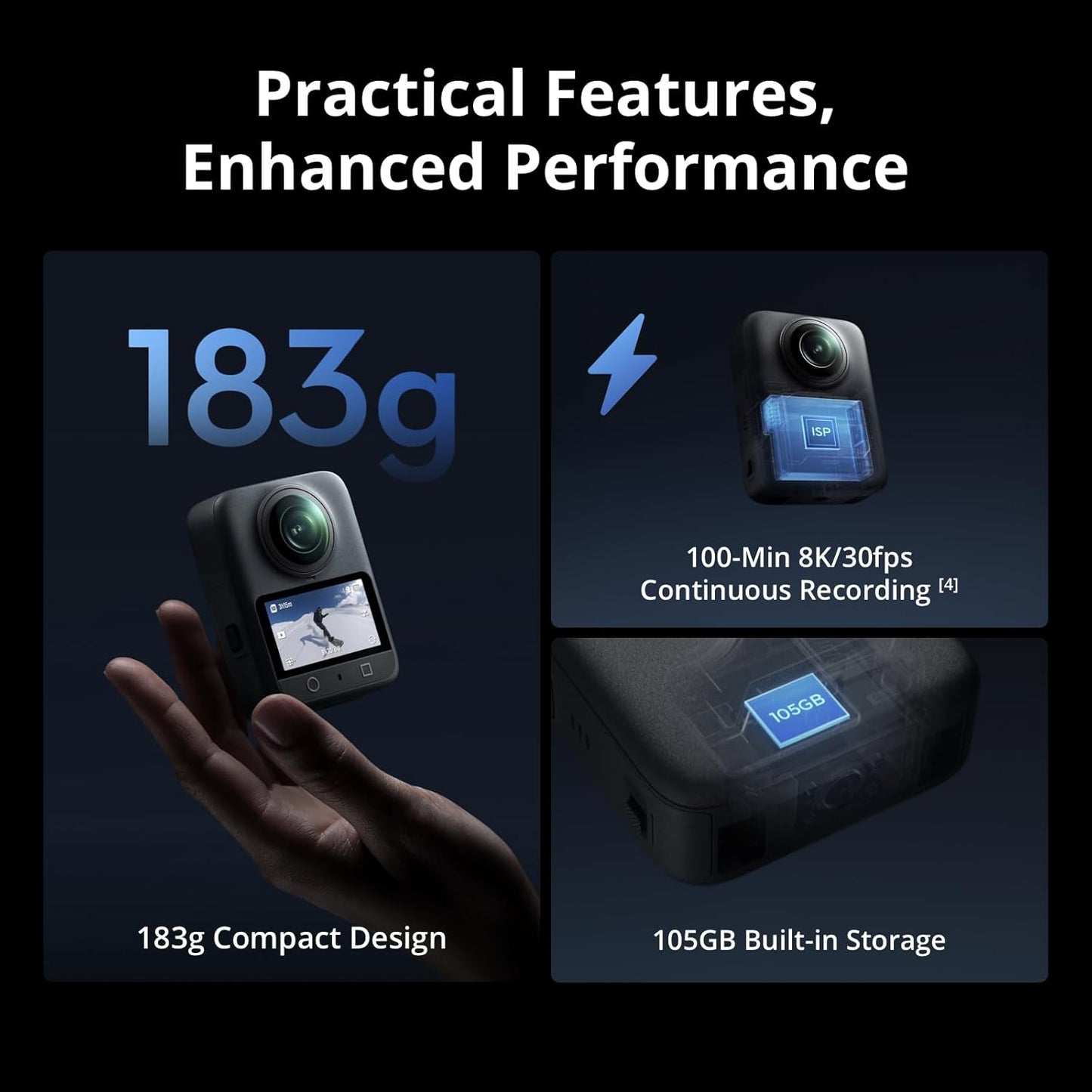 DJI Osmo 360 Adventure Combo, kamera 360 z obrazem 360°, wydłużona żywotność baterii z 3 bateriami, natywne wideo 8K 360°, wideo 4K/120 kl./s i 170°, kamera sportowa do uprawiania sportu, vlog