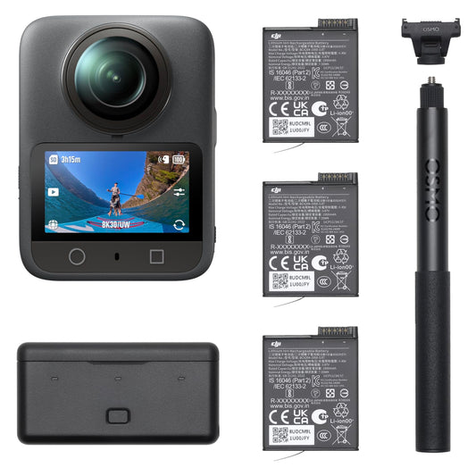 DJI Osmo 360 Adventure Combo, kamera 360 z obrazem 360°, wydłużona żywotność baterii z 3 bateriami, natywne wideo 8K 360°, wideo 4K/120 kl./s i 170°, kamera sportowa do uprawiania sportu, vlog